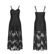 Elegant Dark Gothic Lace Strap Backless Dress - image 3