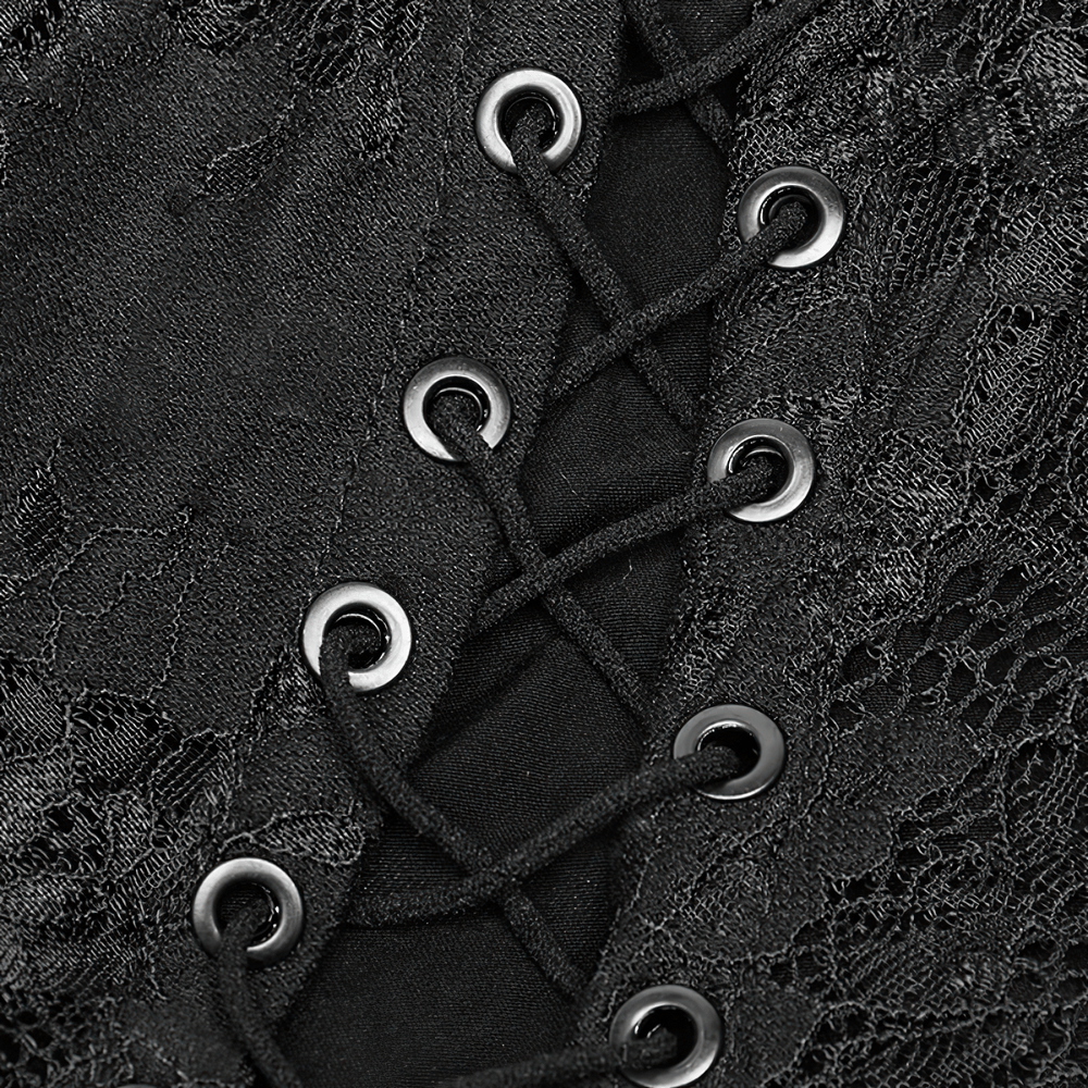Elegant Dark Gothic Lace Strap Backless Dress - image 8