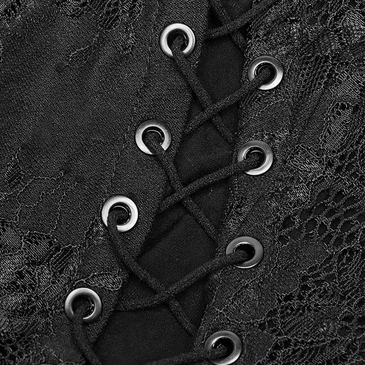 Elegant Dark Gothic Lace Strap Backless Dress - image 8