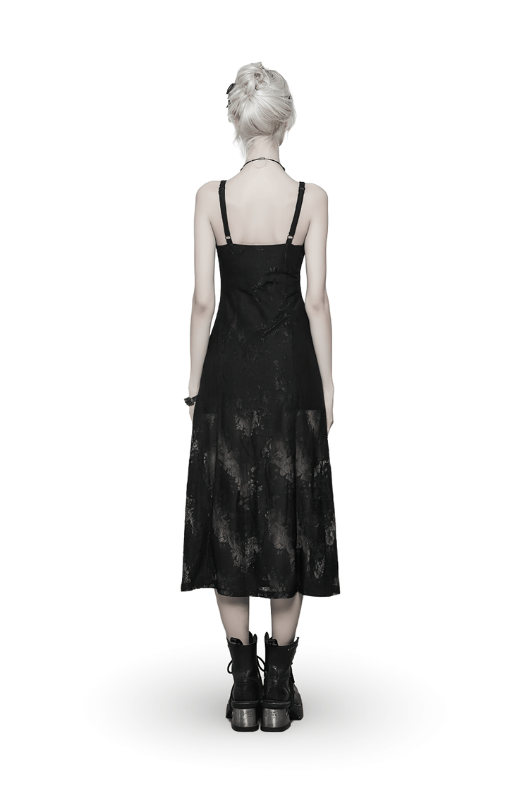 Elegant Dark Gothic Lace Strap Backless Dress - image 2