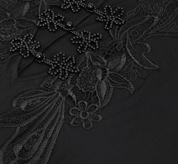 Elegant Deep V-neck Design Long Mermaid Dress / Gothic Black Lace Dress with Cape Sleeves - image 8