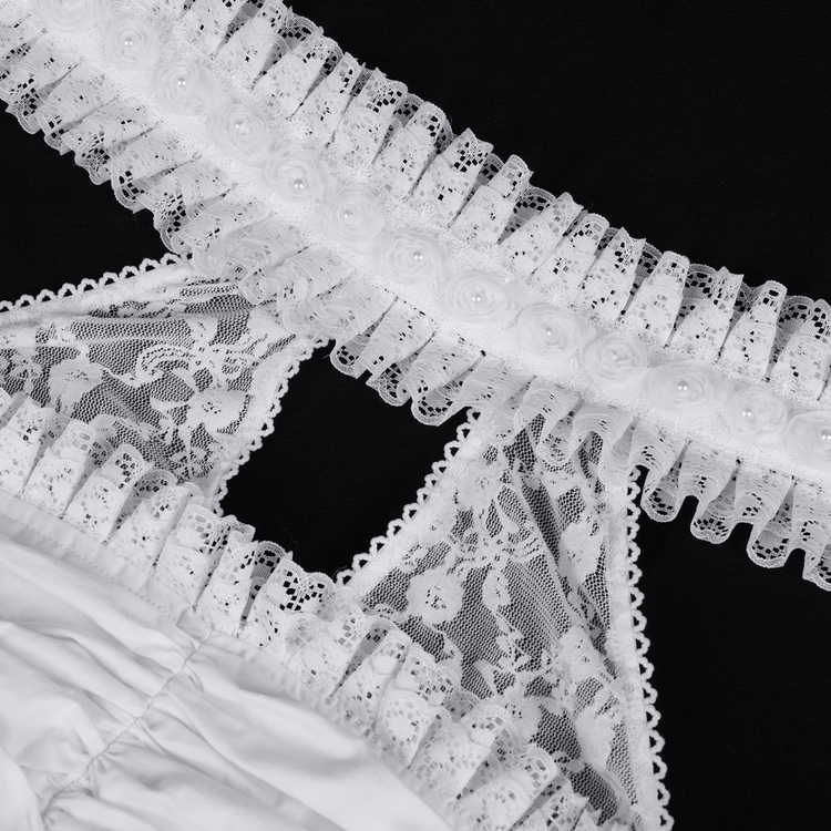 Elegant Female White Halter Dress with Ruffle Details - image 6