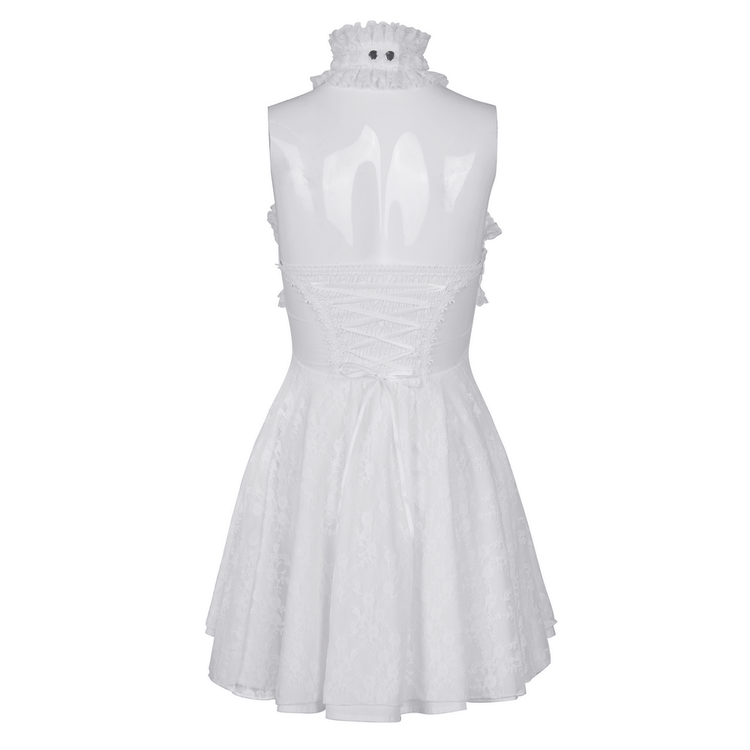 Elegant Female White Halter Dress with Ruffle Details - image 5