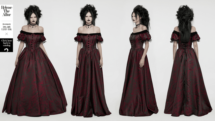 Elegant Gothic Ball Gown - Off-Shoulder Victorian Dress - image 16