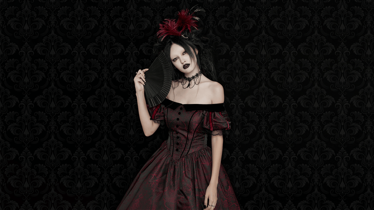 Elegant Gothic Ball Gown - Off-Shoulder Victorian Dress - image 15