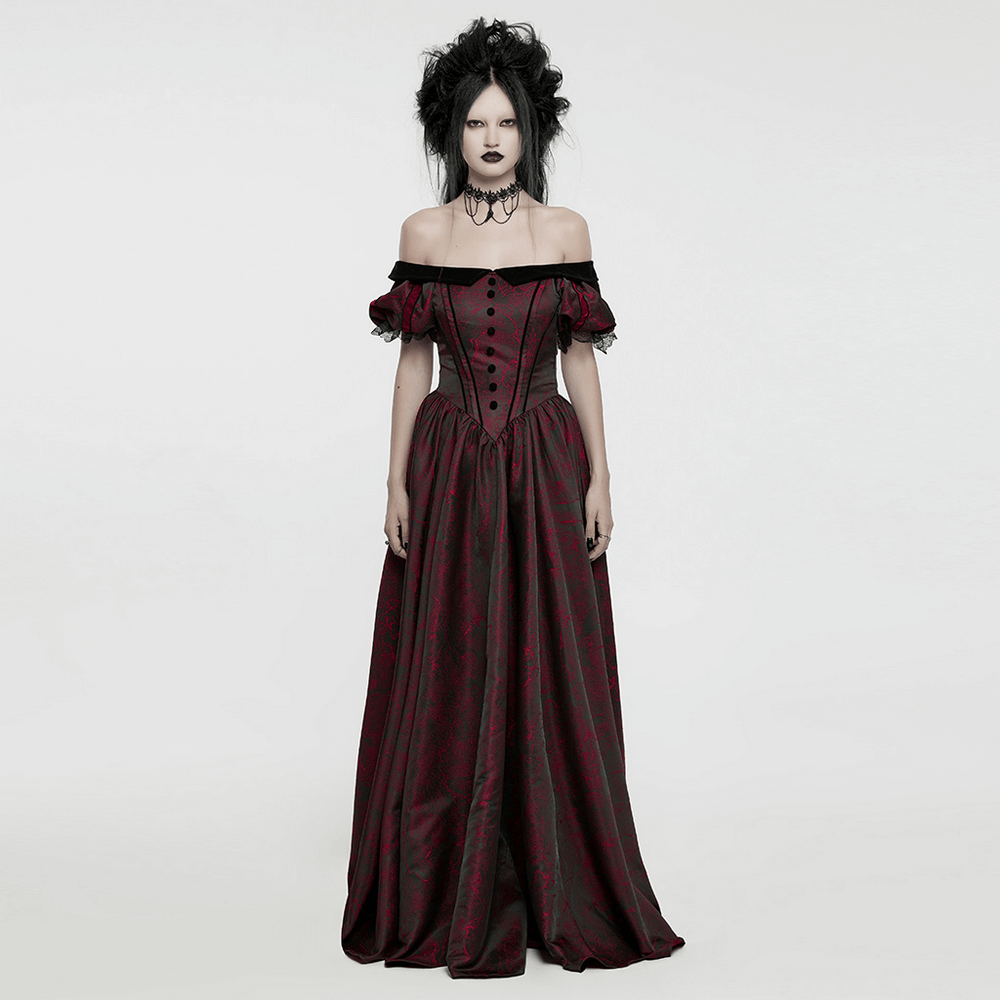 Elegant Gothic Ball Gown - Off-Shoulder Victorian Dress - image 13