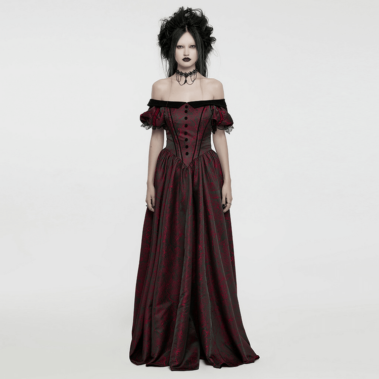 Elegant Gothic Ball Gown - Off-Shoulder Victorian Dress - image 13
