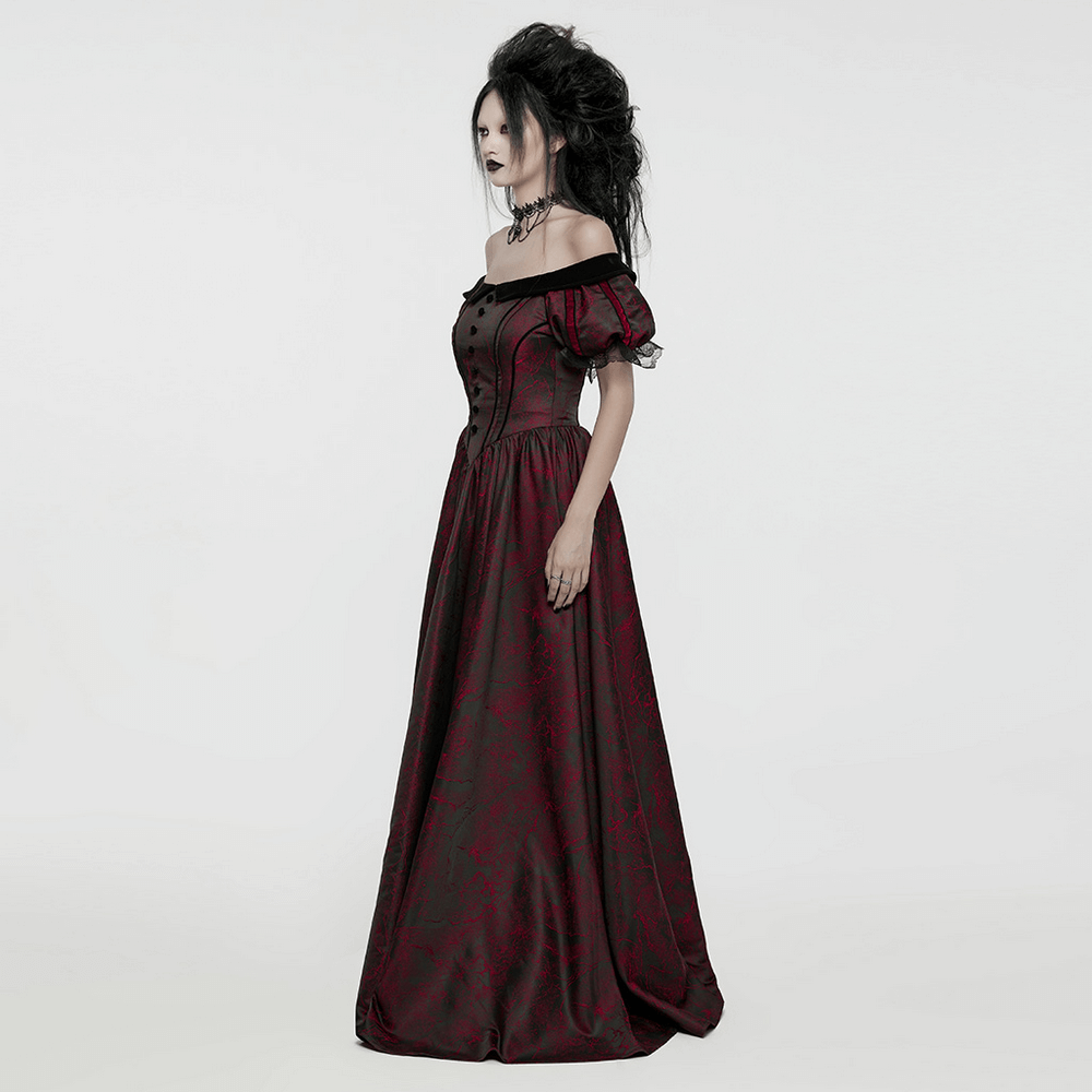 Elegant Gothic Ball Gown - Off-Shoulder Victorian Dress - image 14