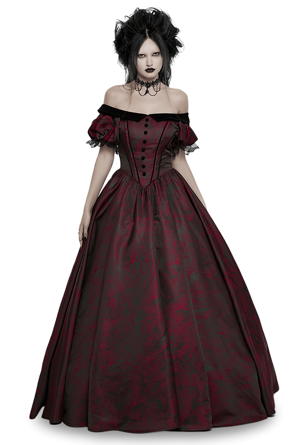 Elegant Gothic Ball Gown - Off-Shoulder Victorian Dress - image 1
