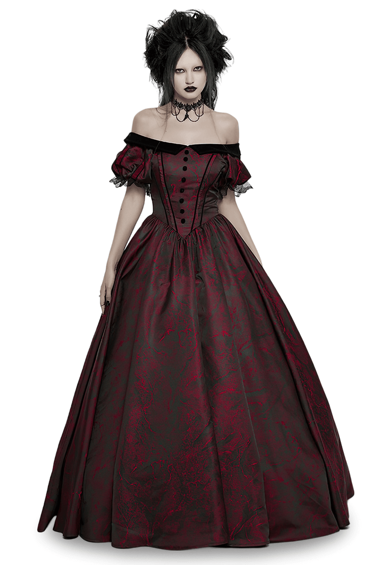 Elegant Gothic Ball Gown - Off-Shoulder Victorian Dress - image 1