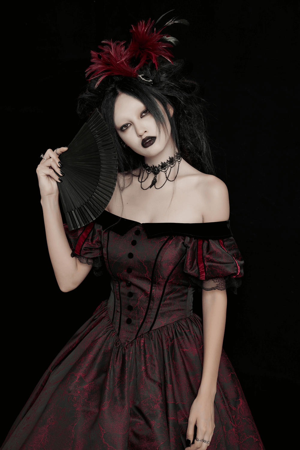 Elegant Gothic Ball Gown - Off-Shoulder Victorian Dress - image 12