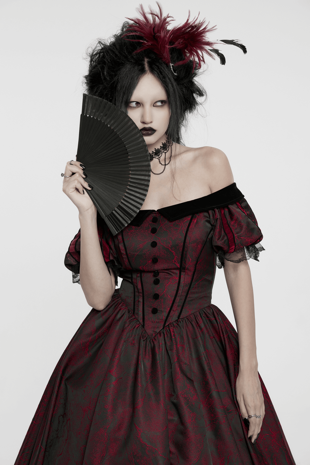 Elegant Gothic Ball Gown - Off-Shoulder Victorian Dress - image 11