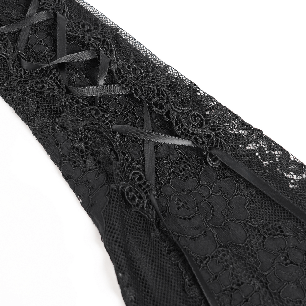 Elegant Gothic Black Lace Mini Dress with Flared Sleeves - image 8