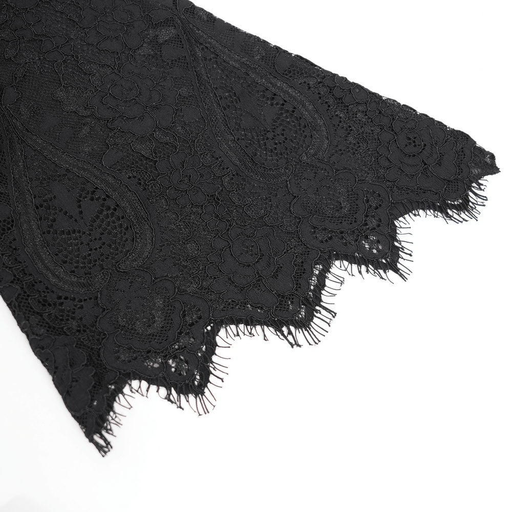 Elegant Gothic Black Lace Mini Dress with Flared Sleeves - image 7