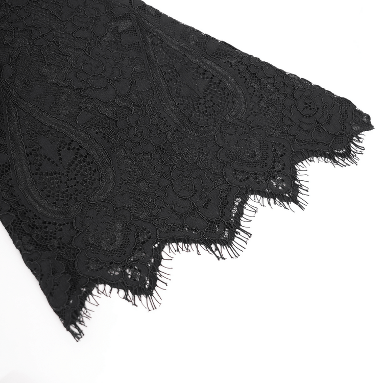 Elegant Gothic Black Lace Mini Dress with Flared Sleeves - image 7