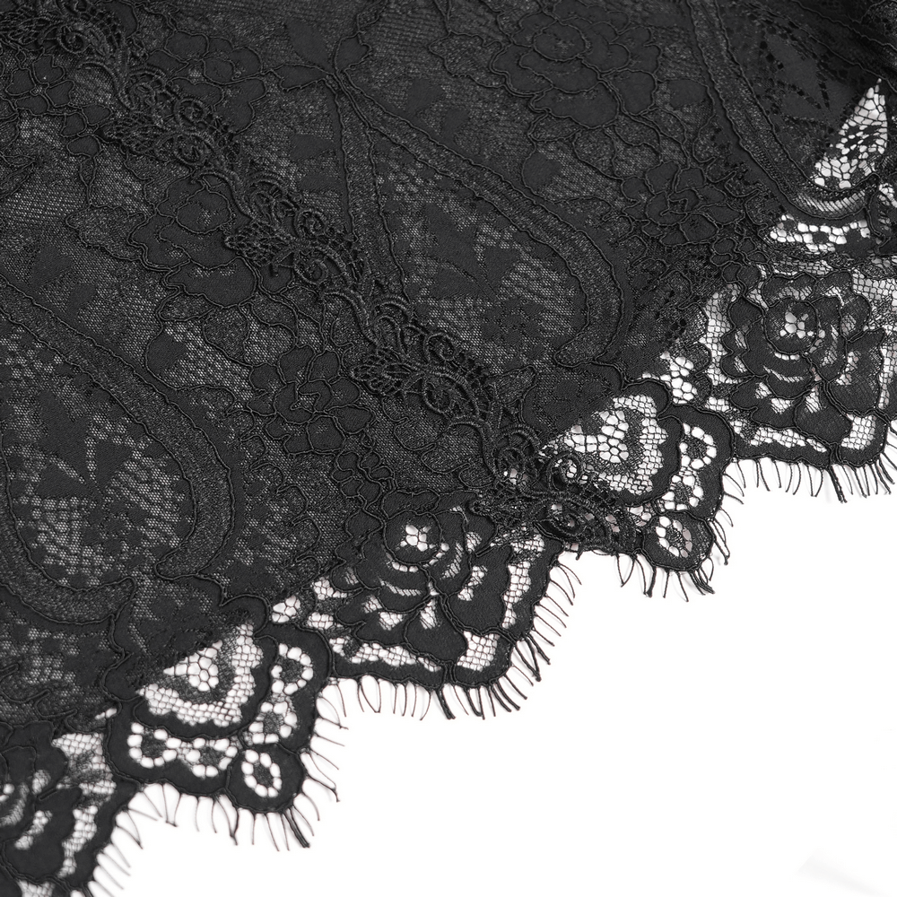 Elegant Gothic Black Lace Mini Dress with Flared Sleeves - image 10