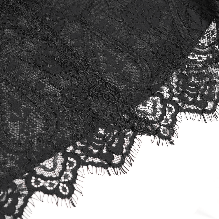 Elegant Gothic Black Lace Mini Dress with Flared Sleeves - image 10