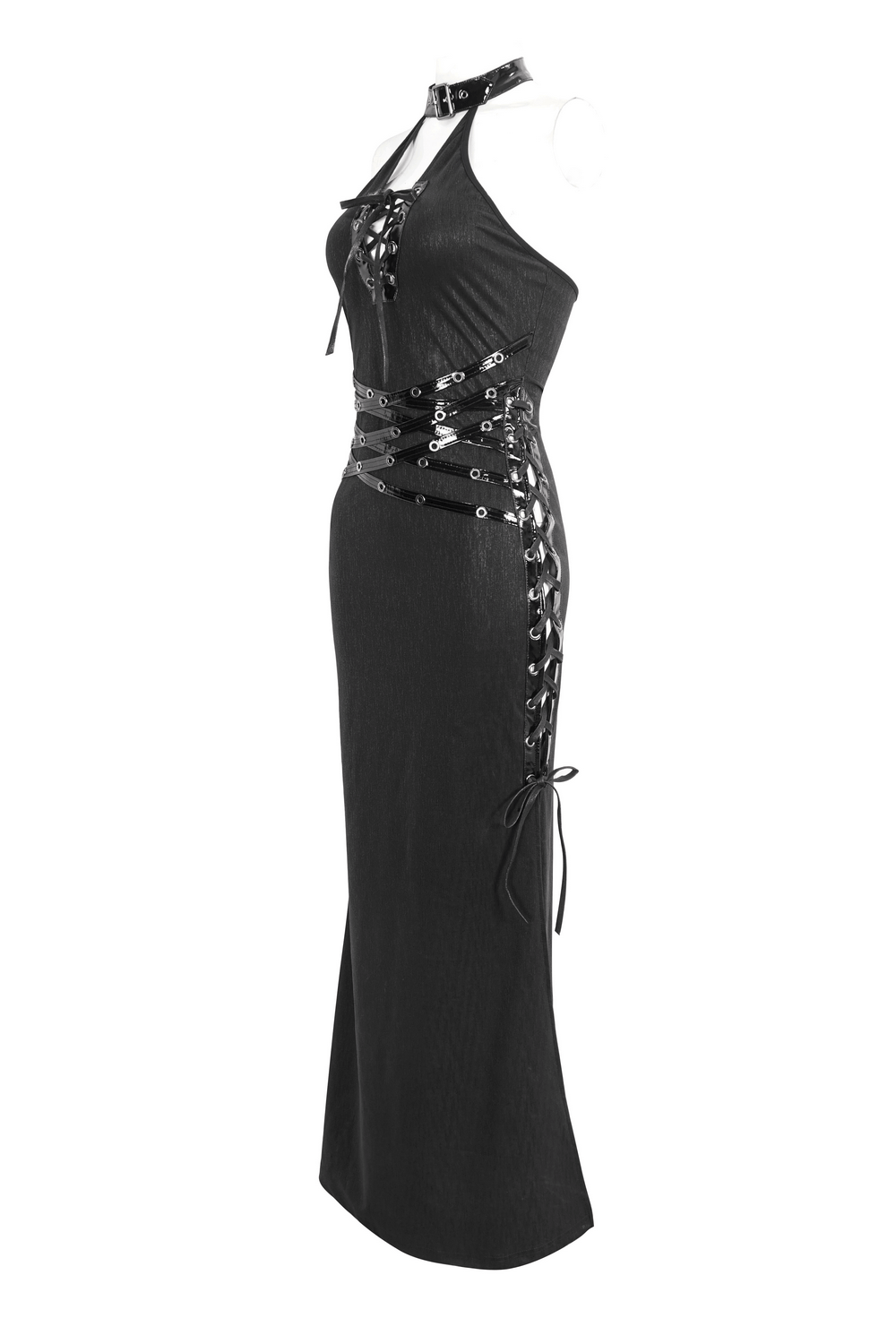 Elegant Gothic Halter Maxi Dress with Sides Slit - image 4