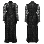 Elegant Gothic Lace and Knit Long Sleeves Black Dress - image 3
