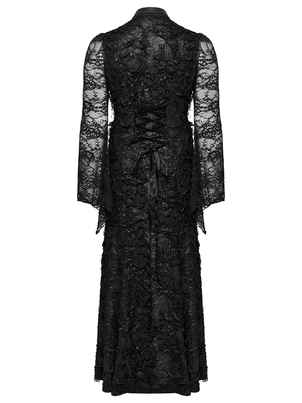 Elegant Gothic Lace and Knit Long Sleeves Black Dress - image 6