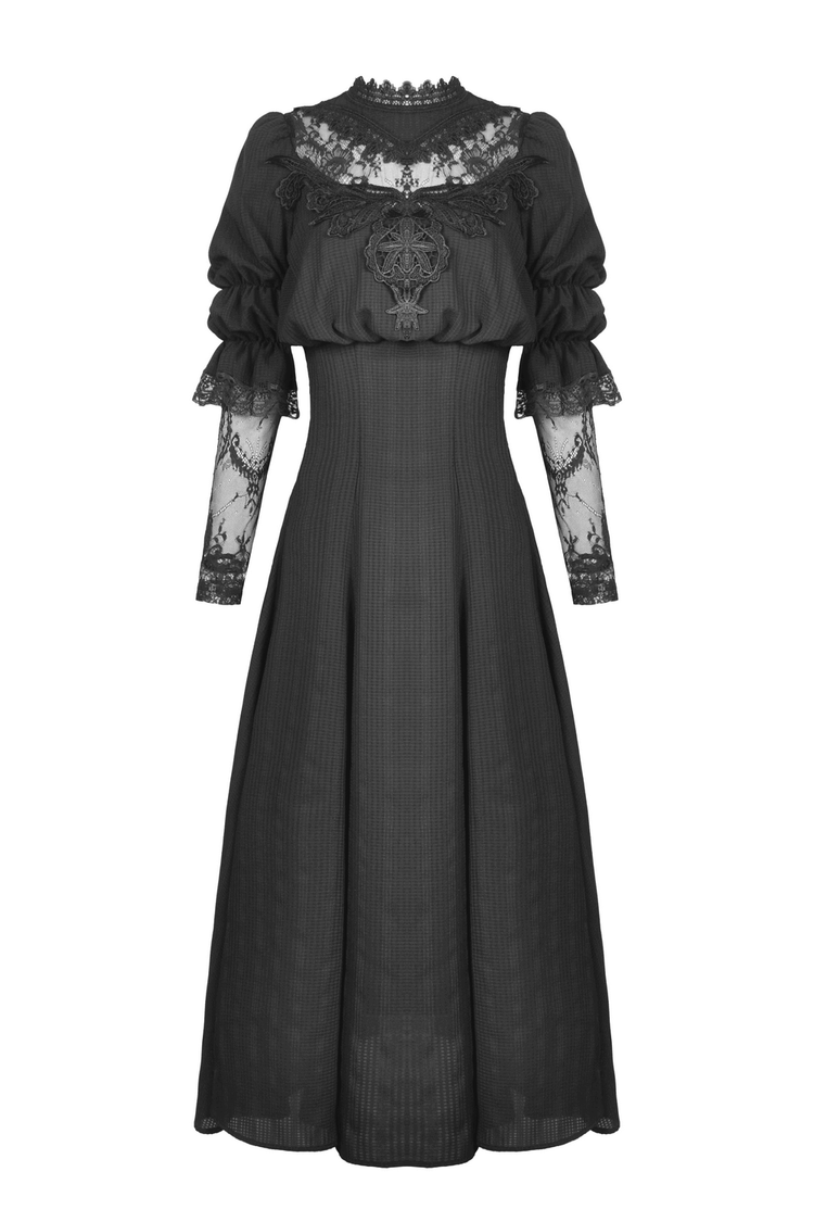 Elegant Gothic Lace Bustier Dress with Maxi Skirt - image 4