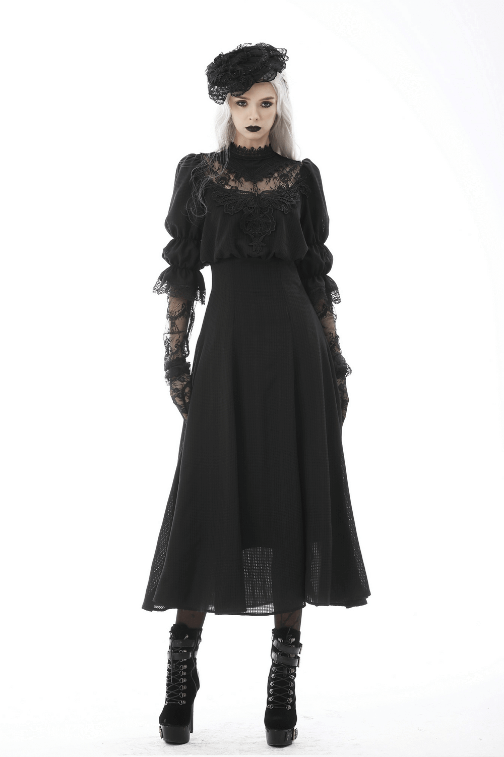 Elegant Gothic Lace Bustier Dress with Maxi Skirt - image 12