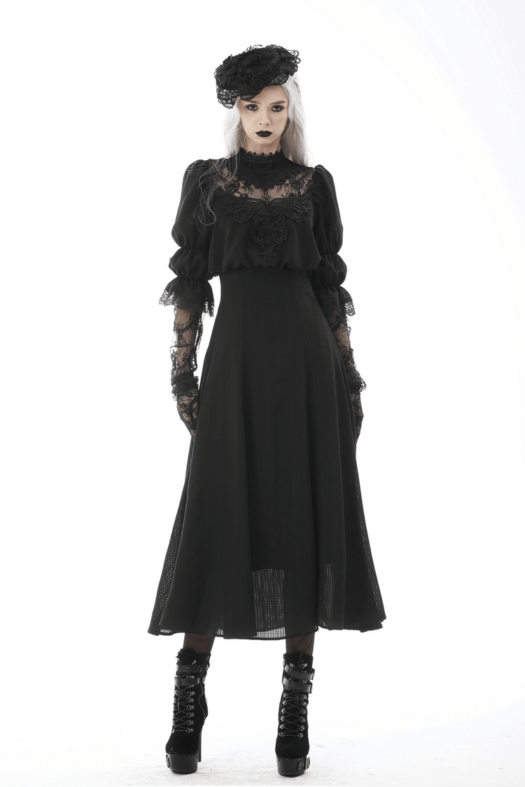 Elegant Gothic Lace Bustier Dress with Maxi Skirt - image 12
