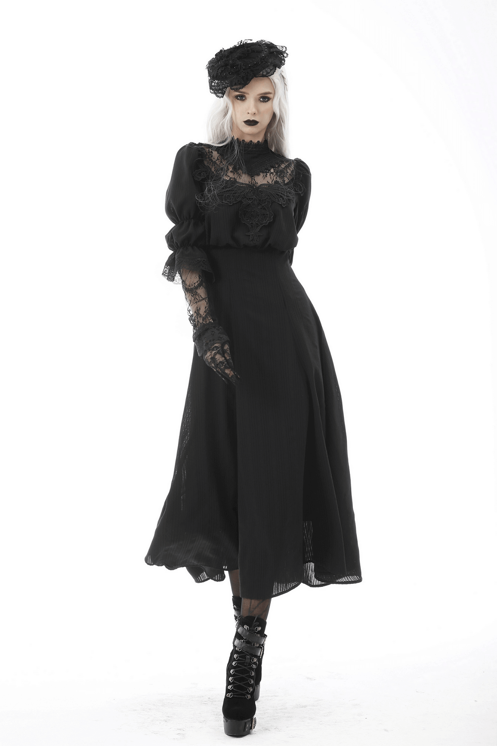 Elegant Gothic Lace Bustier Dress with Maxi Skirt - image 13