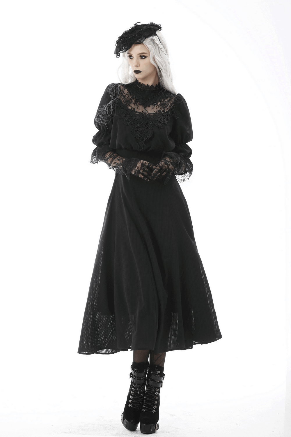 US SALE of Elegant Gothic Lace Bustier Dress with Maxi Skirt - image 12