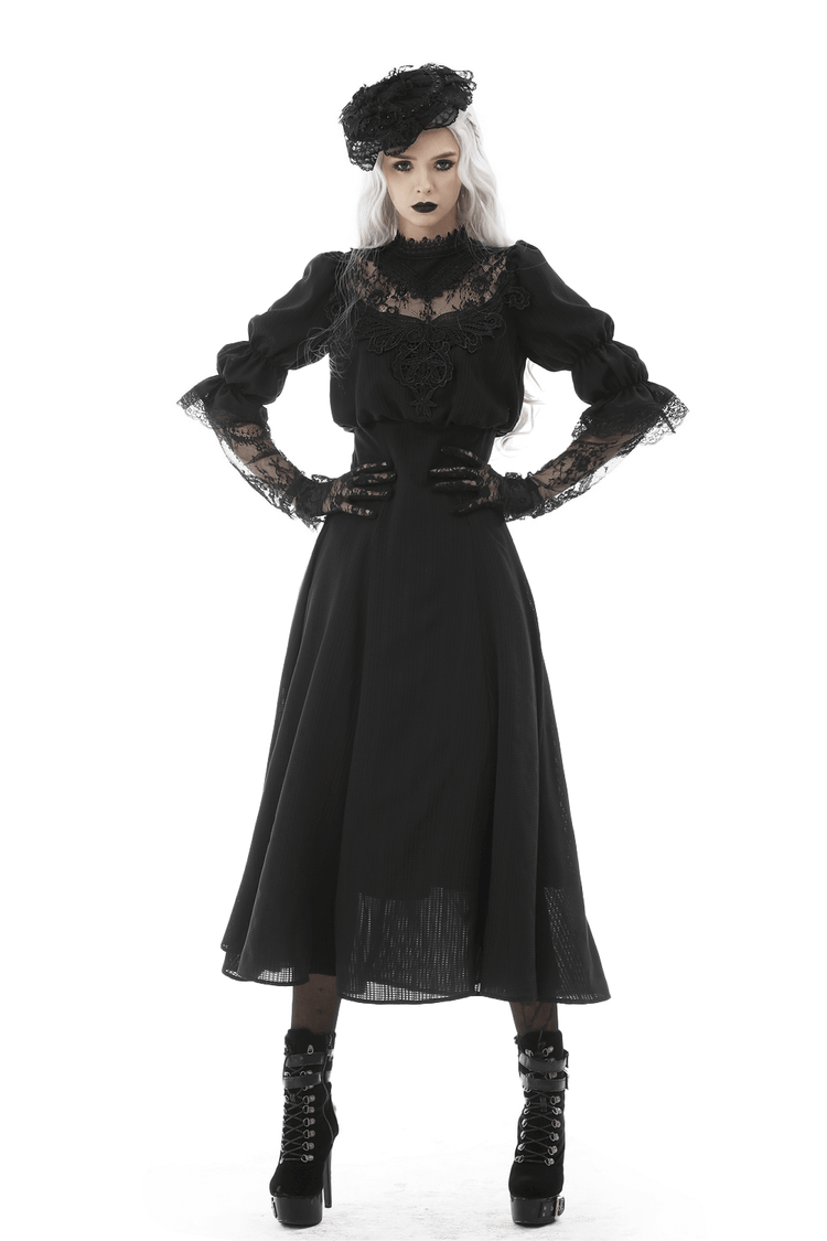 Elegant Gothic Lace Bustier Dress with Maxi Skirt - image 1