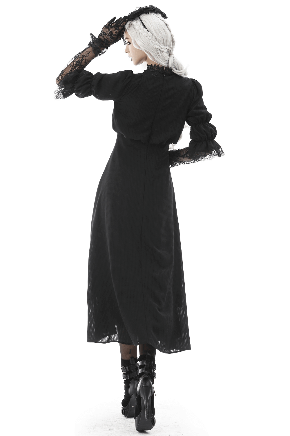 Elegant Gothic Lace Bustier Dress with Maxi Skirt - image 2