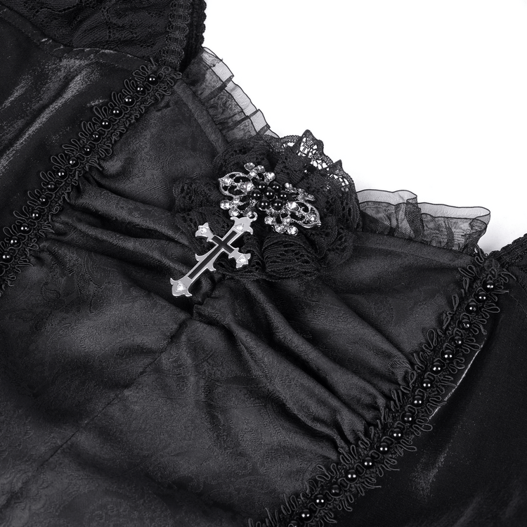 Elegant Gothic Lace Dress with Skulls and Tiered Layers - image 6