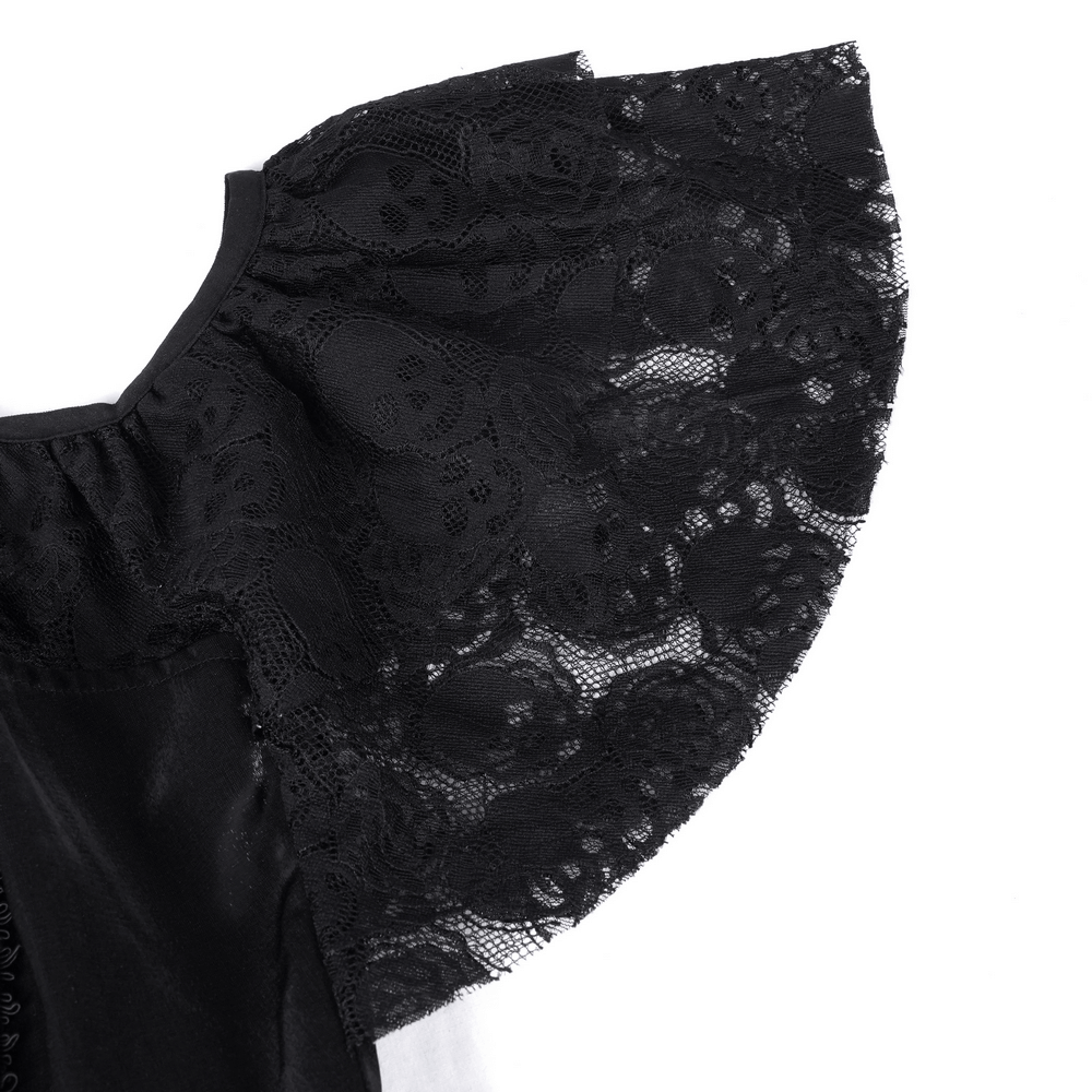 Elegant Gothic Lace Dress with Skulls and Tiered Layers - image 7