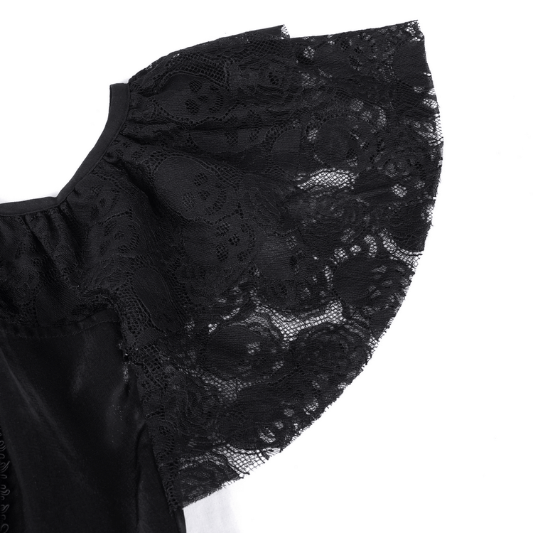 Elegant Gothic Lace Dress with Skulls and Tiered Layers - image 7