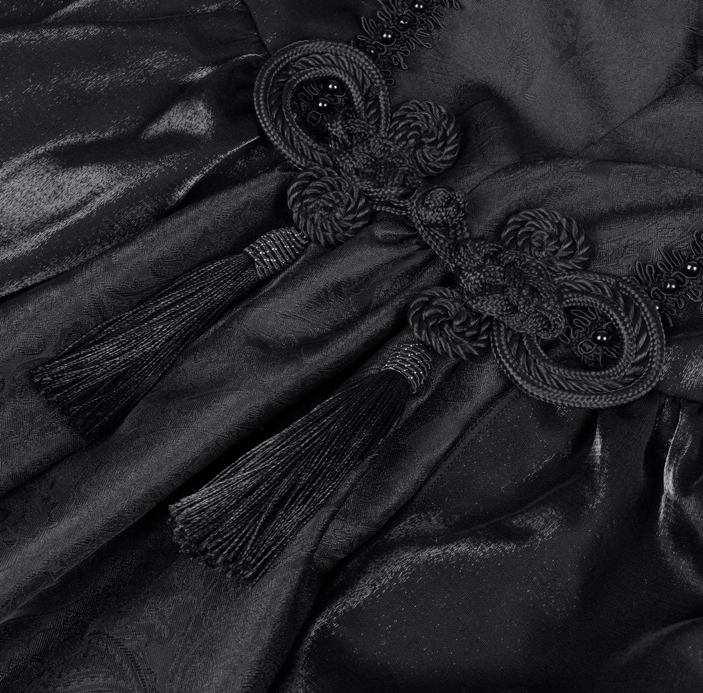 Elegant Gothic Lace Dress with Skulls and Tiered Layers - image 11