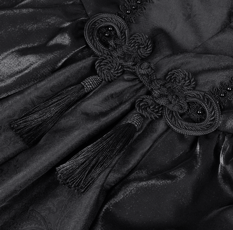 Elegant Gothic Lace Dress with Skulls and Tiered Layers - image 11