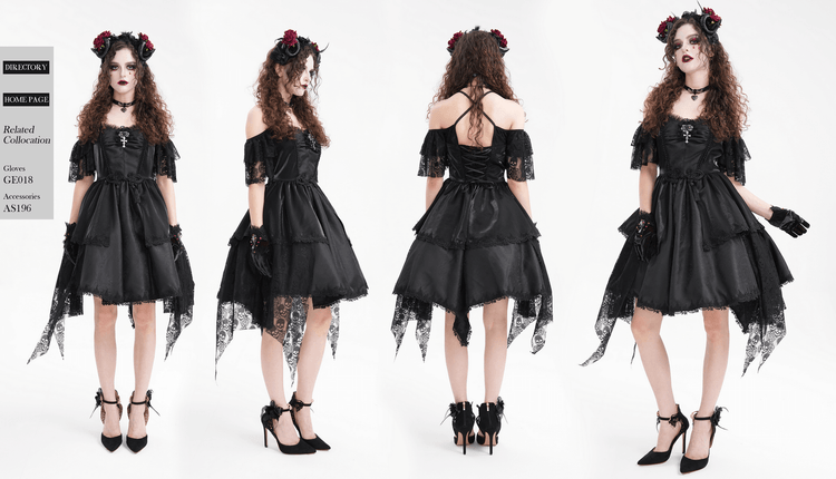 Elegant Gothic Lace Dress with Skulls and Tiered Layers - image 17