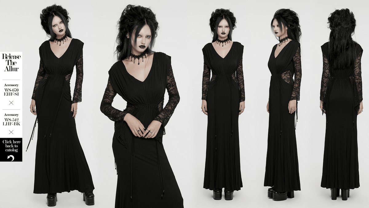 Elegant Gothic Lace Sleeved Maxi Dress for Women - image 14