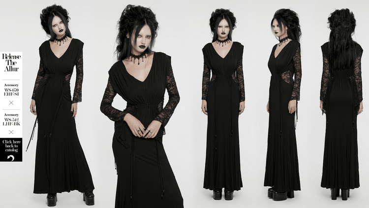 Elegant Gothic Lace Sleeved Maxi Dress for Women - image 14