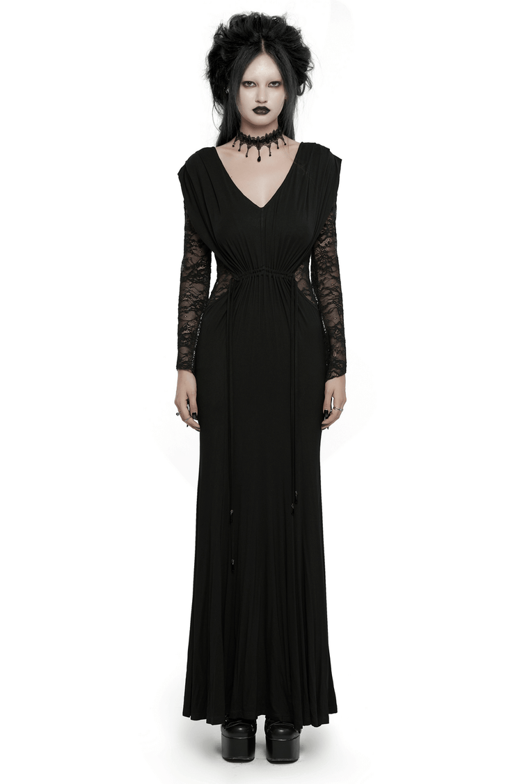 Elegant Gothic Lace Sleeved Maxi Dress for Women - image 1