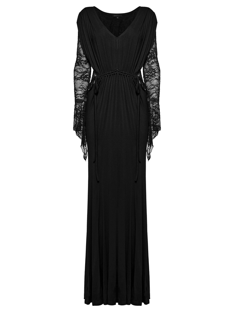 Elegant Gothic Lace Sleeved Maxi Dress for Women - image 4