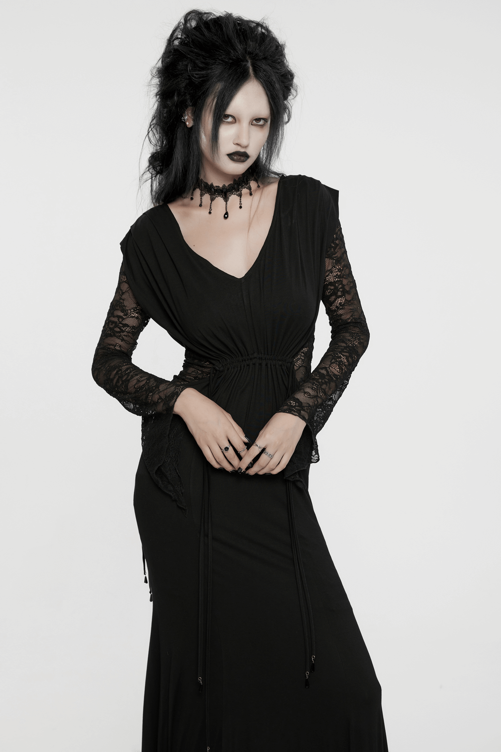 Elegant Gothic Lace Sleeved Maxi Dress for Women - image 11