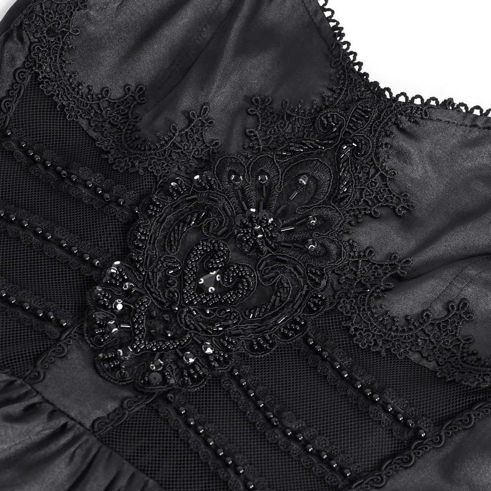 Elegant Gothic Lace Tiered Ruffle Maxi Dress with Straps - image 6