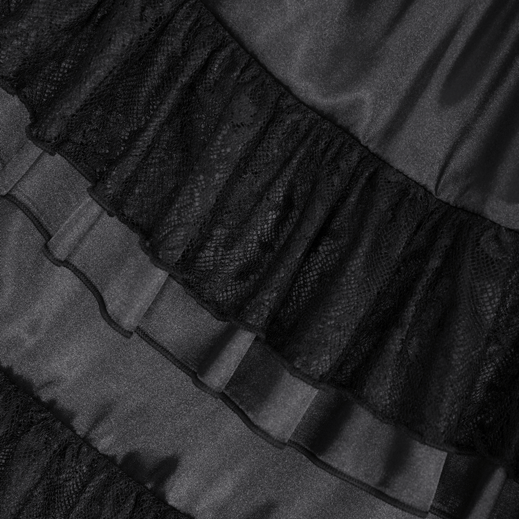 Elegant Gothic Lace Tiered Ruffle Maxi Dress with Straps - image 10