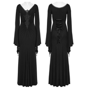 Elegant Gothic Long Flared Sleeved Dress With Concealed Zipper - image 3