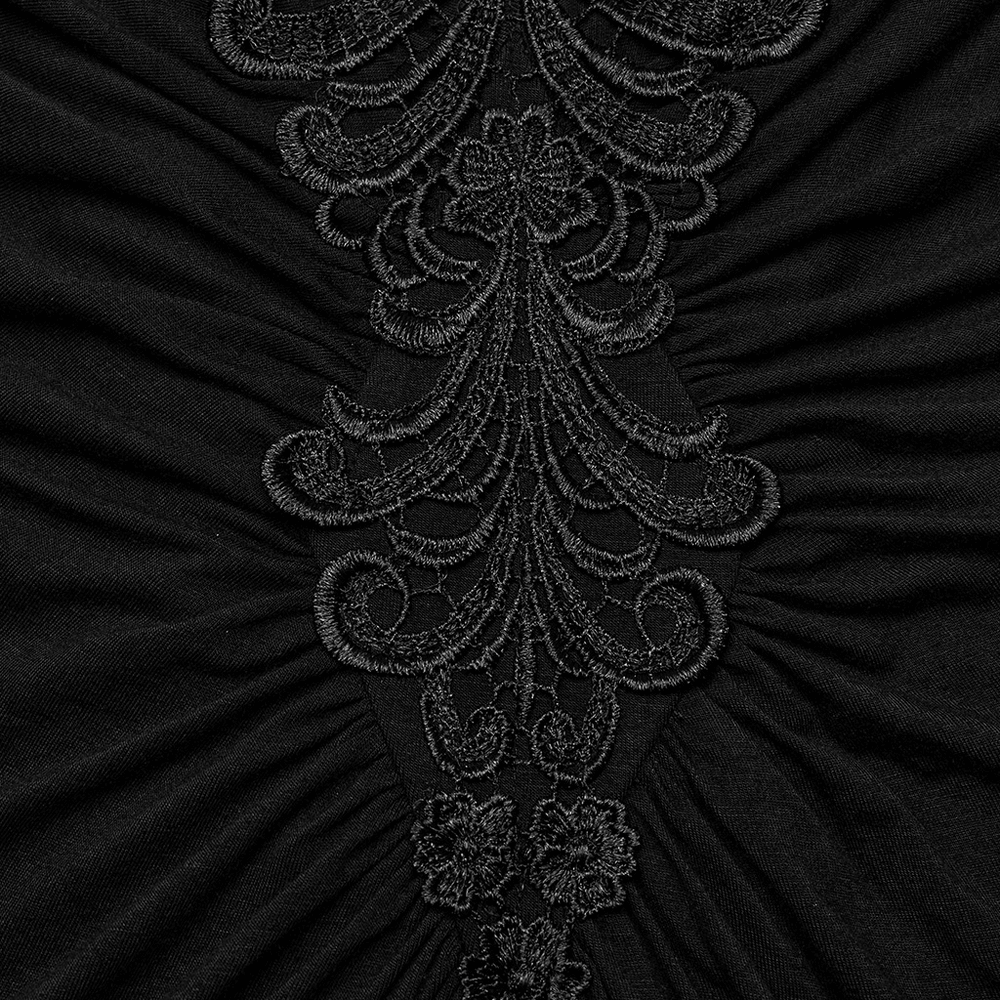 Elegant Gothic Long Flared Sleeved Dress With Concealed Zipper - image 7