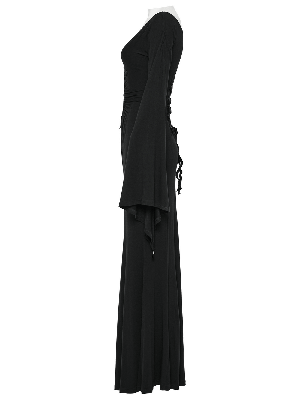 Elegant Gothic Long Flared Sleeved Dress With Concealed Zipper - image 5