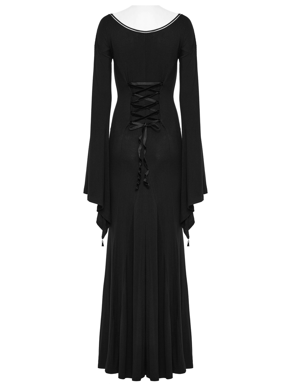 Elegant Gothic Long Flared Sleeved Dress With Concealed Zipper - image 6