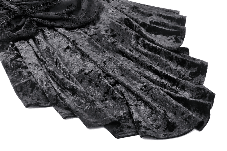 Elegant Gothic Long Sleeves Velvet Dress with Dovetail - image 10