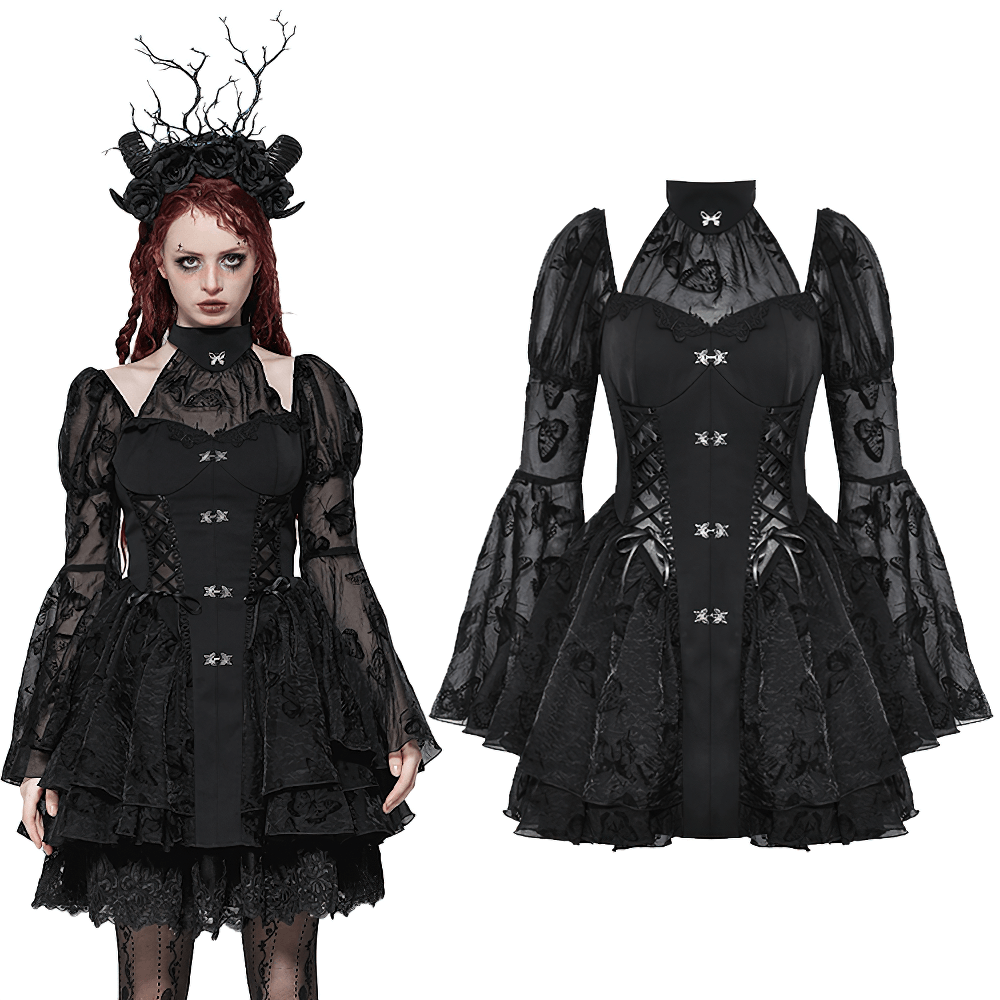 Elegant Gothic Mini Dress with Butterfly Accents - image 3